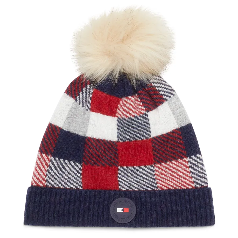 Tommy Hilfiger Women's Check Knit Pom Pom Beanie - Multi